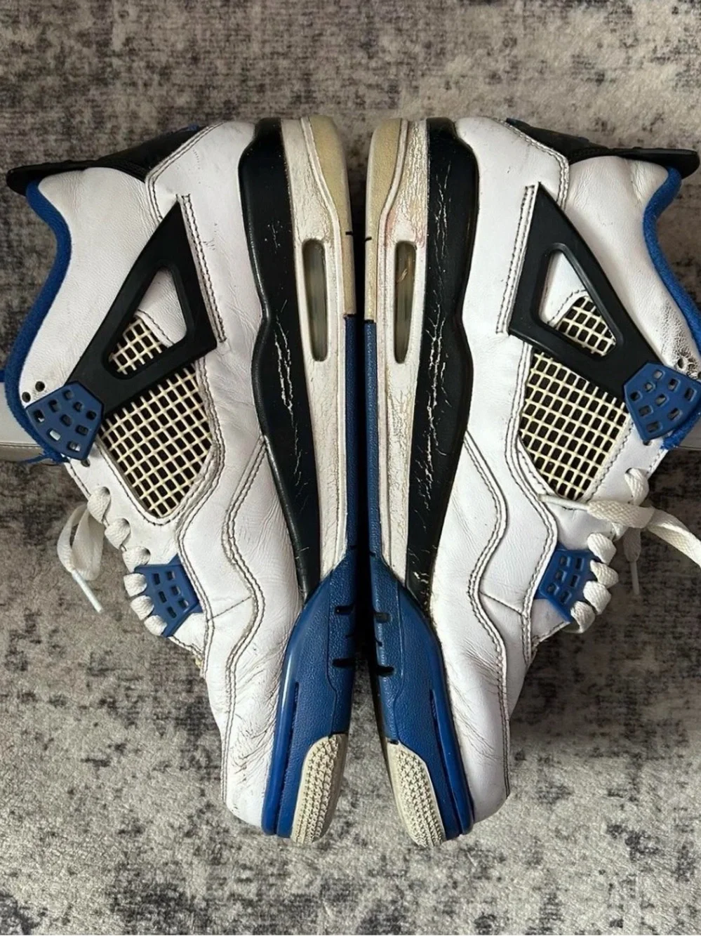 Jordan White and Blue Retro Basketball Sneakers